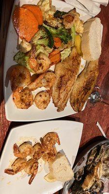 Fish and shrimp combo With oysters