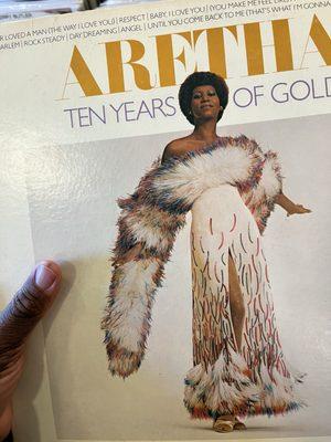 The queen of soul the late great Aretha Franklin. If you see a vinyl in good condition of this legend pick it up.