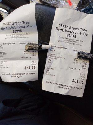 Both receipts within the last 3 weeks. 10" 39.99 today but 12" was just 29.99  3 weeks ago... Smh Guy at counter said he don't know...