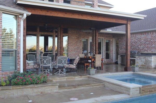 Patio cover and kitchen on the golf course in Flower Mound , Tx