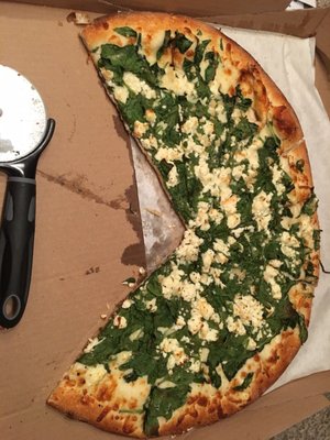 Spinach and feta specialty pizza. Amazing! Sorry I was a little late taking the picture but you get the idea. :)