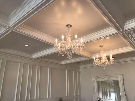 Interior chandelier installation for high end client