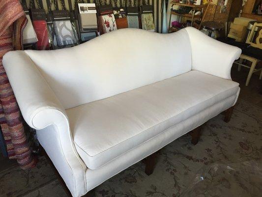 Upholstered Chippendale couch