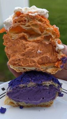 Ube and Thai Tea Cream Puffs