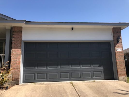 Garage door and front of house.