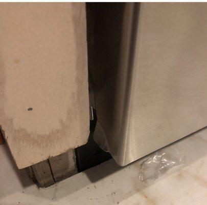 Damage to dishwasher.. door couldn't close properly