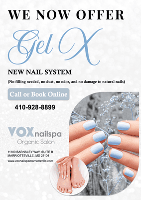 WE NOW OFFER GEL X

https://voxnailspamarriottsville.com/