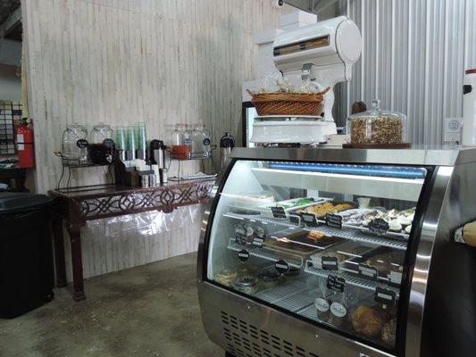 A close up of our bakery display and self-serve area.