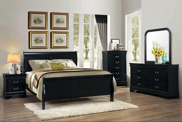 5 piece bedroom set mirror chest dresser and queen size bed for only $899