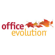 Office Evolution seasonal log with leaves.