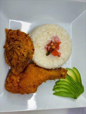 Fried chicken(homemade) served with rice