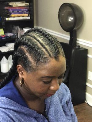 Feed in braids 55 for adults 45 for kids depending on hair length and thickness