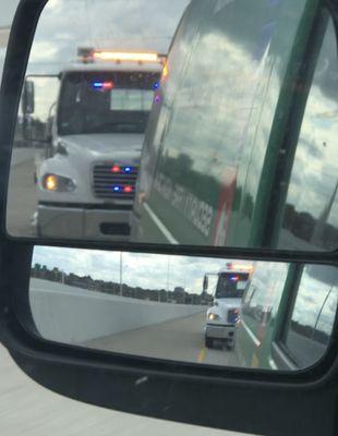 Riding my bumper because I can't speed up and run the car in front of me off the road. (11/10/21) I35 North & Illinois