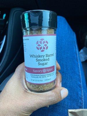 Whiskey barrel smoked sugar. Unique find.