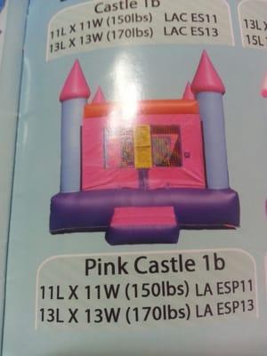 Bouncy houses for girls, changeable themes.