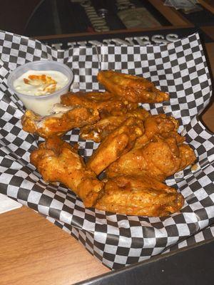 Medium hot chicken wings.