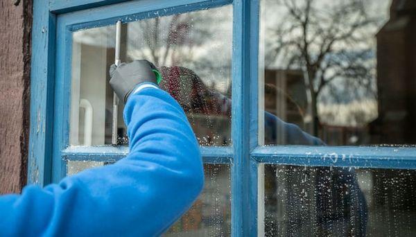 We wash every window by hand to ensure our job is done properly.