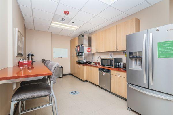 Breakroom complete with filtered water, coffee and complimentary Coca-Cola products