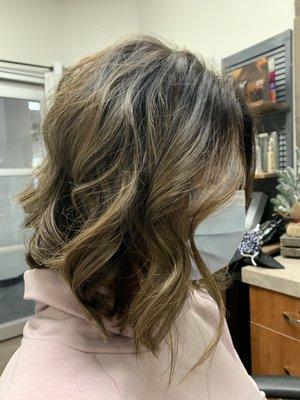 Hair color and textured haircut