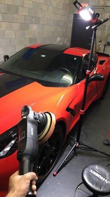 About to polish this C7 Corvette to get it ready for Ceramic coating