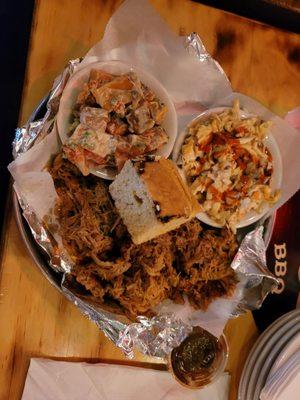 North Carolina Pulled Pork with sweet potato salad & spicy coleslaw