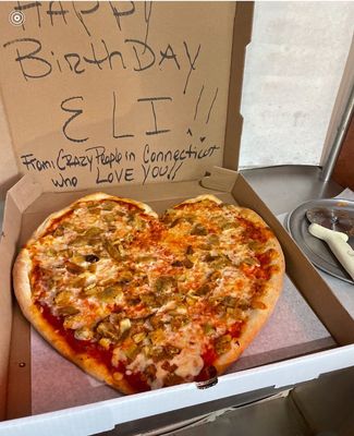 Special heart-shaped eggplant pizza