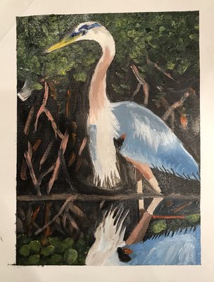 Oil paint Egret - Hana age 12