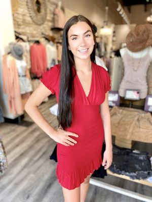 Hot Red Scrunch Dress