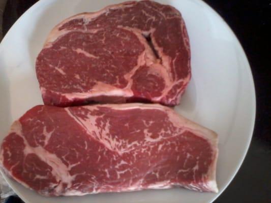 USDA Choice ribeye and strip steak, purchased 1/17/12.