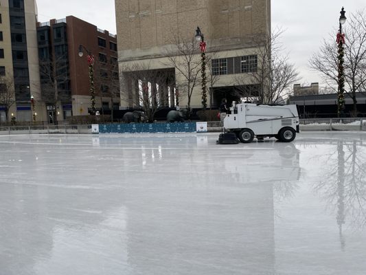 Zamboni clearing the ice