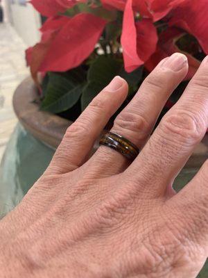 Hawaiian koa and ceramic ring for the next 20 years!