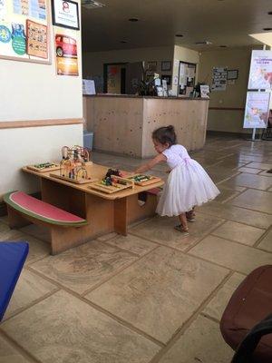 Play area for children and reception area.