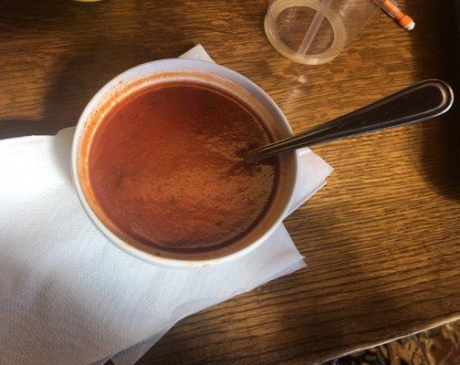 Tomato basil soup, $2.50