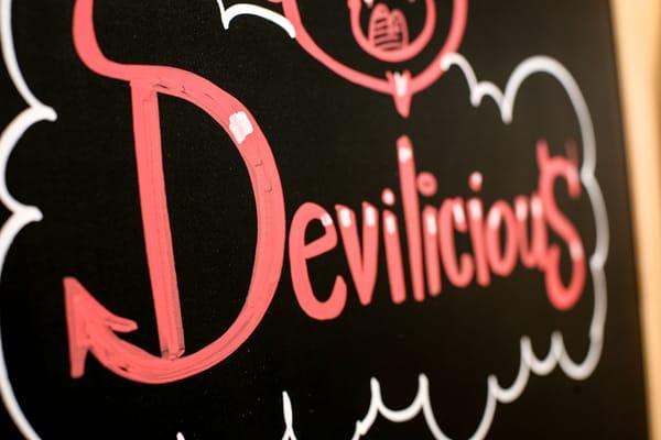 Food truck signage for Great Park in Irvine. Devilicious Food Truck.