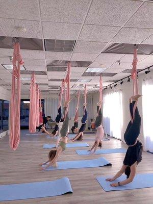 Aerial yoga class