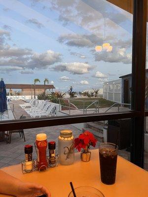 View of the pool from the dining area