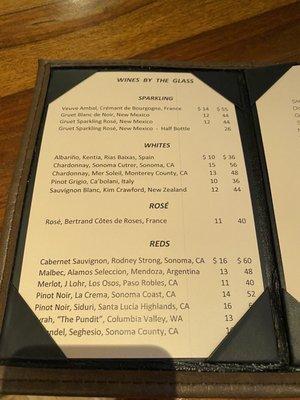 9/21 wine/cocktail list