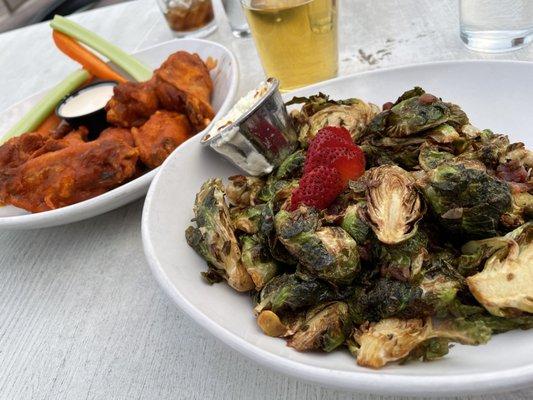 Fried Brussels and Buffalo Wings