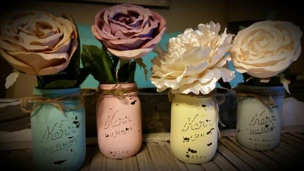 Distressed Mason jars