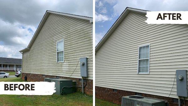 Pressure Washing - house siding before and afters!  Call to book yours today.