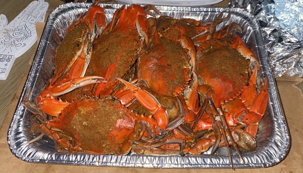 Maryland style blue claw crabs