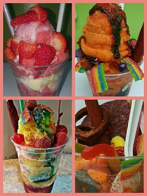 Some of our NATURAL FRUIT SHAVED ICE treats