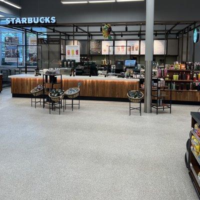 Great Starbucks with seating area to the right