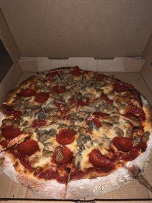 Mushroom, pepperoni and Italian sausage.