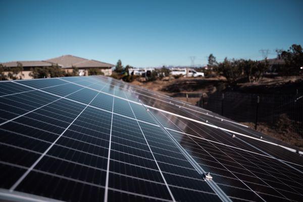 Ground mount solar system with battery backup.