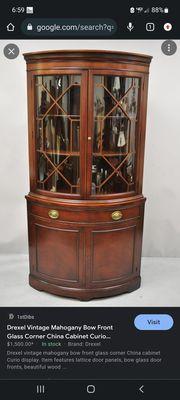 Drexel bow front corner hutch