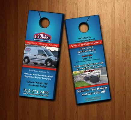 Door hangers for an appliance repair company