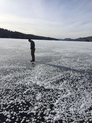 A view of the frozen lake