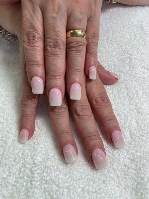 dip ombré pink and white