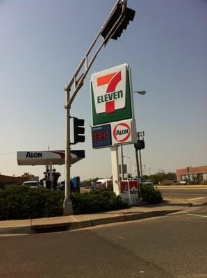 The 7-Eleven also sells gasoline.